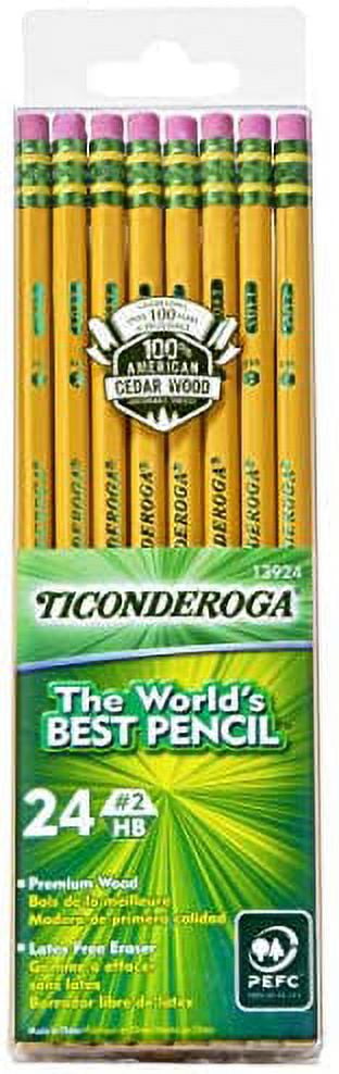 Dixon Ticonderoga Wood-Cased #2 HB Pencils, Box of 24, Yellow (13924)