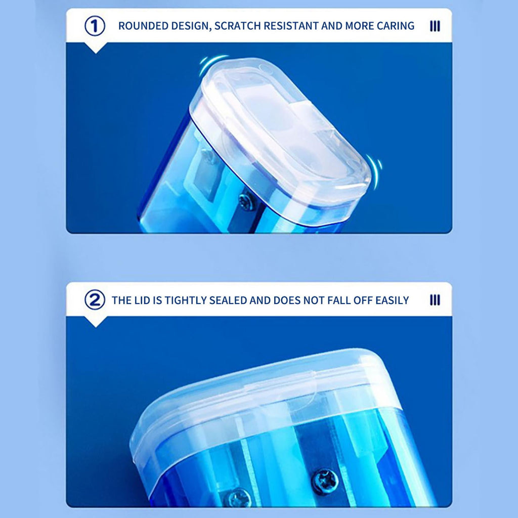 Cinvoph 12 Pcs Pencil Sharpeners Manual, Dual Holes Multicolored Handheld Pencil Sharpenerwith Lid for Adults Students Home Office