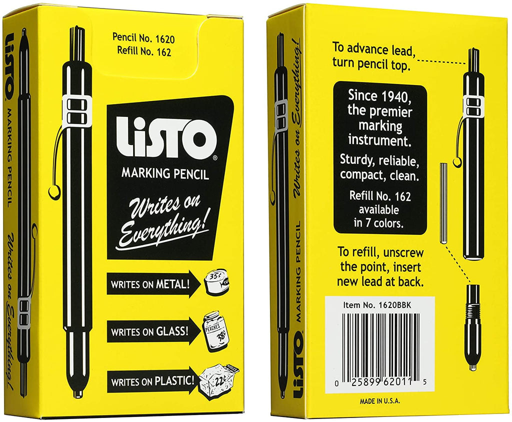 Listo 1620 Marking Pencil, Box of 12, WHITE NEW