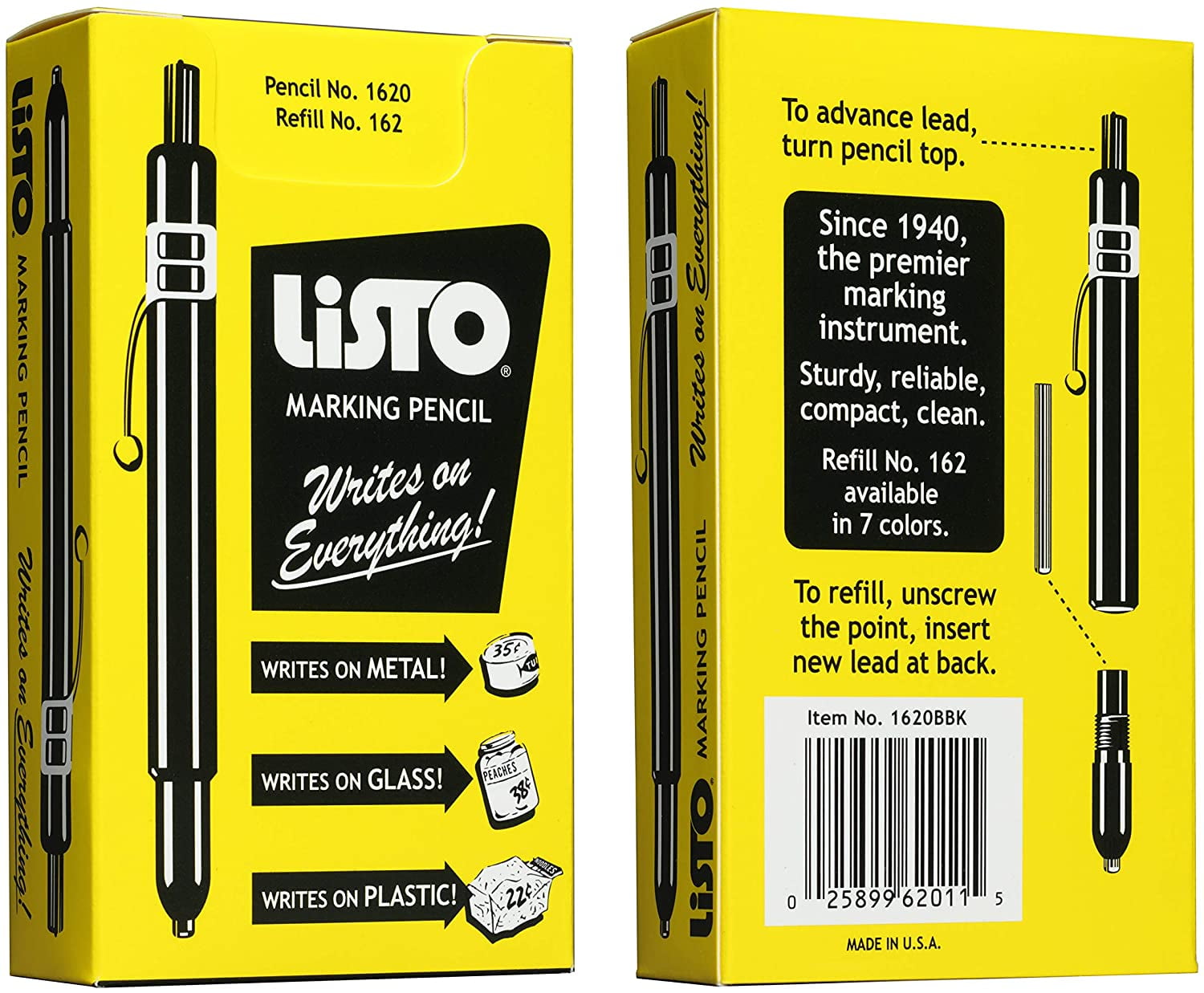Listo 1620 Marking Pencil, Box of 12, WHITE NEW
