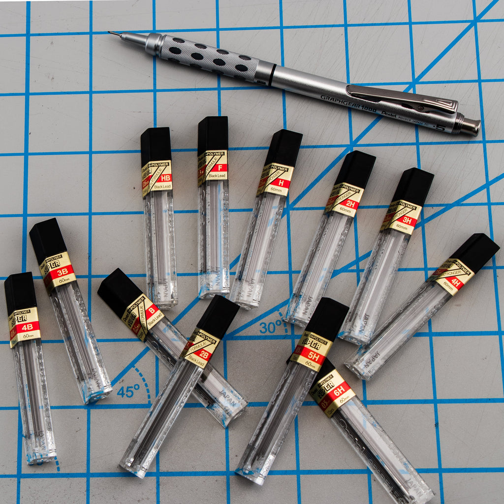 Pentel Super Hi-Polymer Leads, .5mm, HB, 12/Pkg.