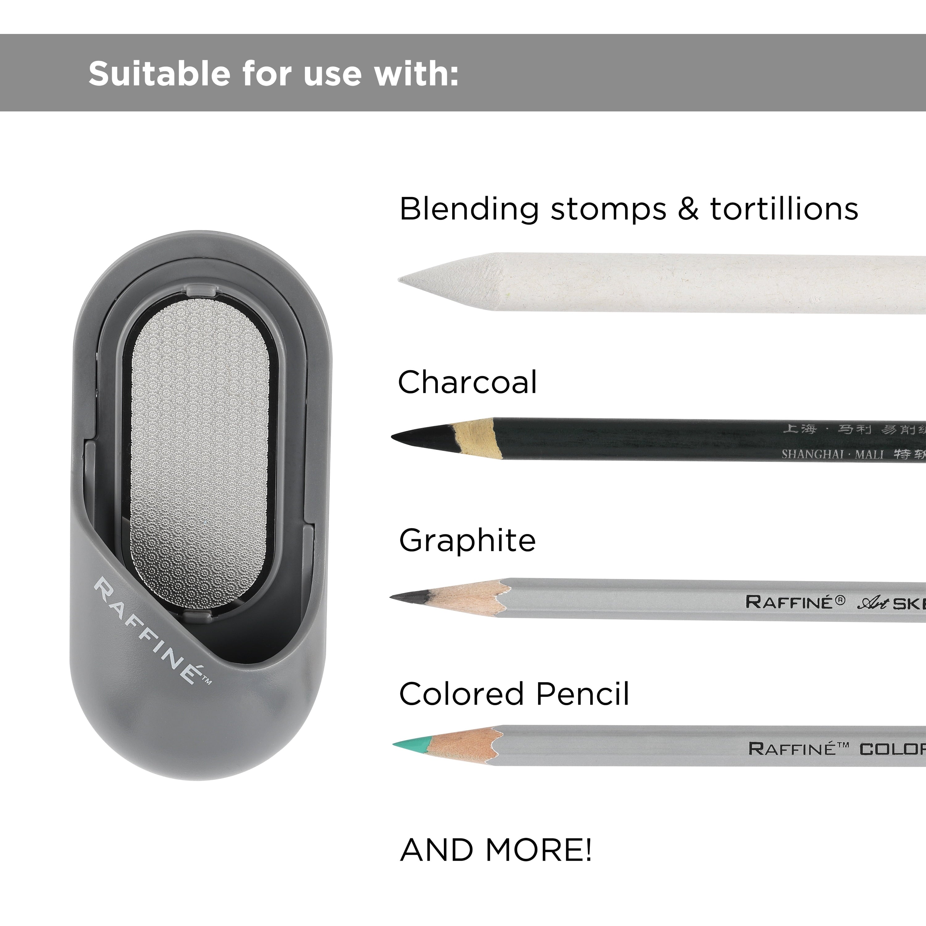 Raffine Pencil & Charcoal Grinder - Reusable Metal Sharpener for Pencils, Charcoal, Conte, Pastels, & More!
