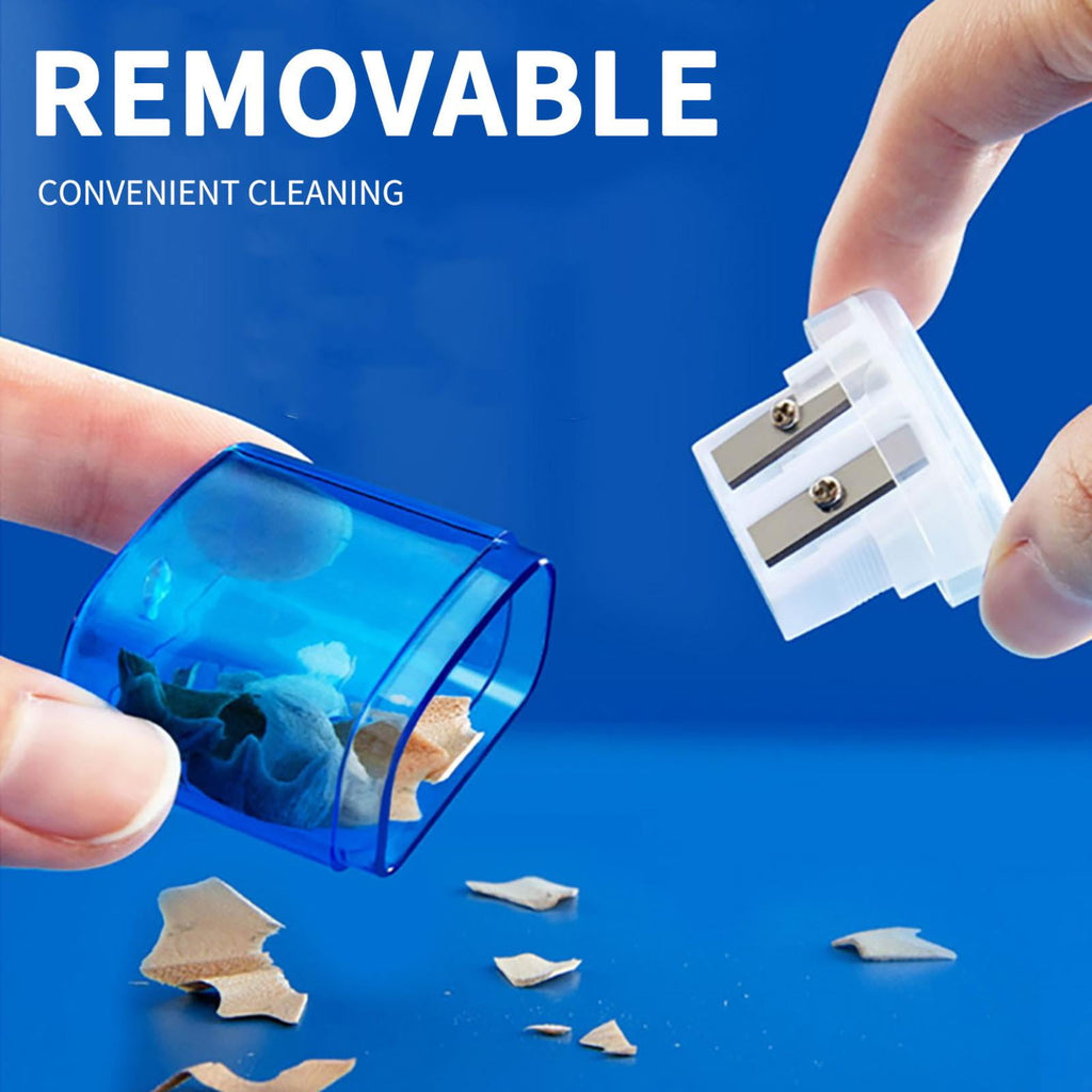 Cinvoph 12 Pcs Pencil Sharpeners Manual, Dual Holes Multicolored Handheld Pencil Sharpenerwith Lid for Adults Students Home Office