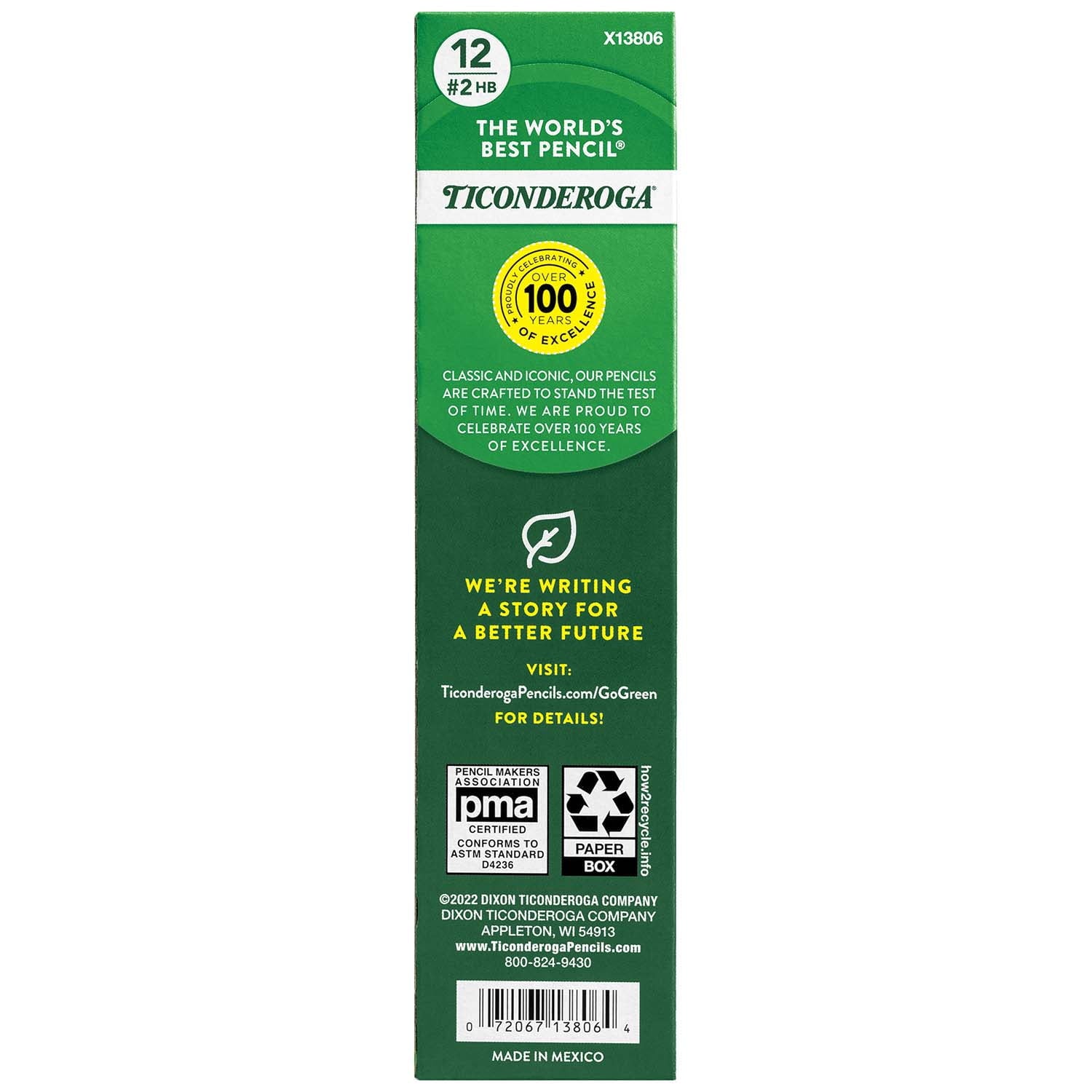 Ticonderoga No. 2 Pencils, Pre-Sharpened, 12 Per Pack, 3 Packs