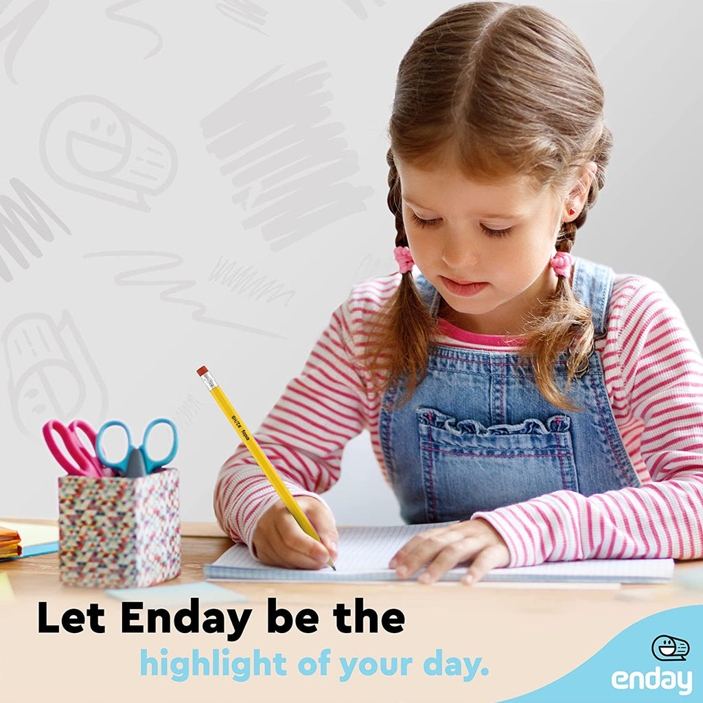 Enday Sharpened Pencils Number 2 #2 Graphite Drawing Pencil with Eraser Box of 12