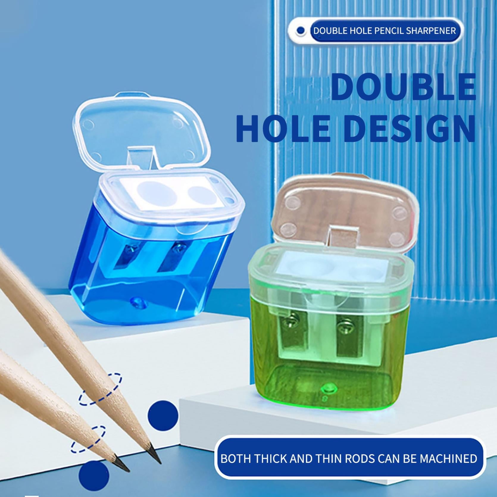 Cinvoph 12 Pcs Pencil Sharpeners Manual, Dual Holes Multicolored Handheld Pencil Sharpenerwith Lid for Adults Students Home Office