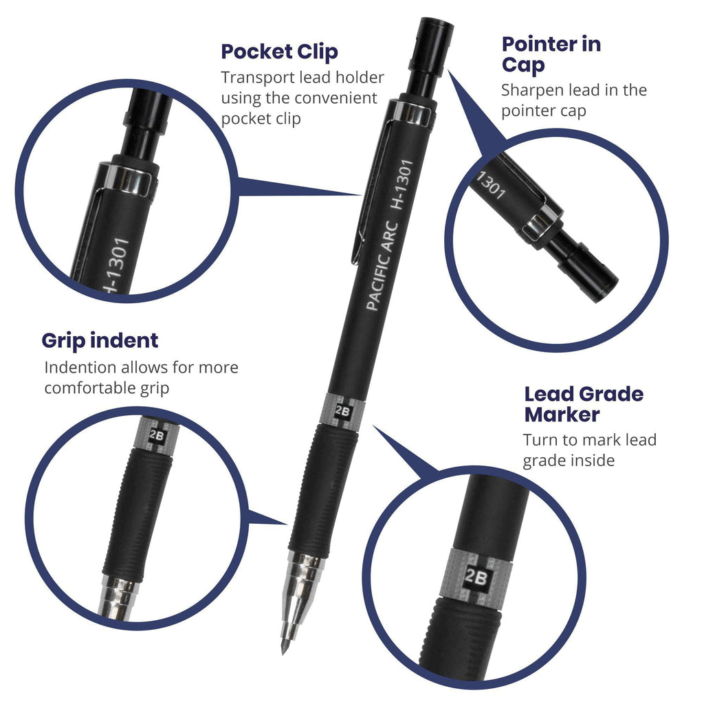 2mm Collegiate Lead Holder and Lead Sharpener, Parent Drafting Pencil for Artist Drawing, Drafting, and Sketching (Blue)