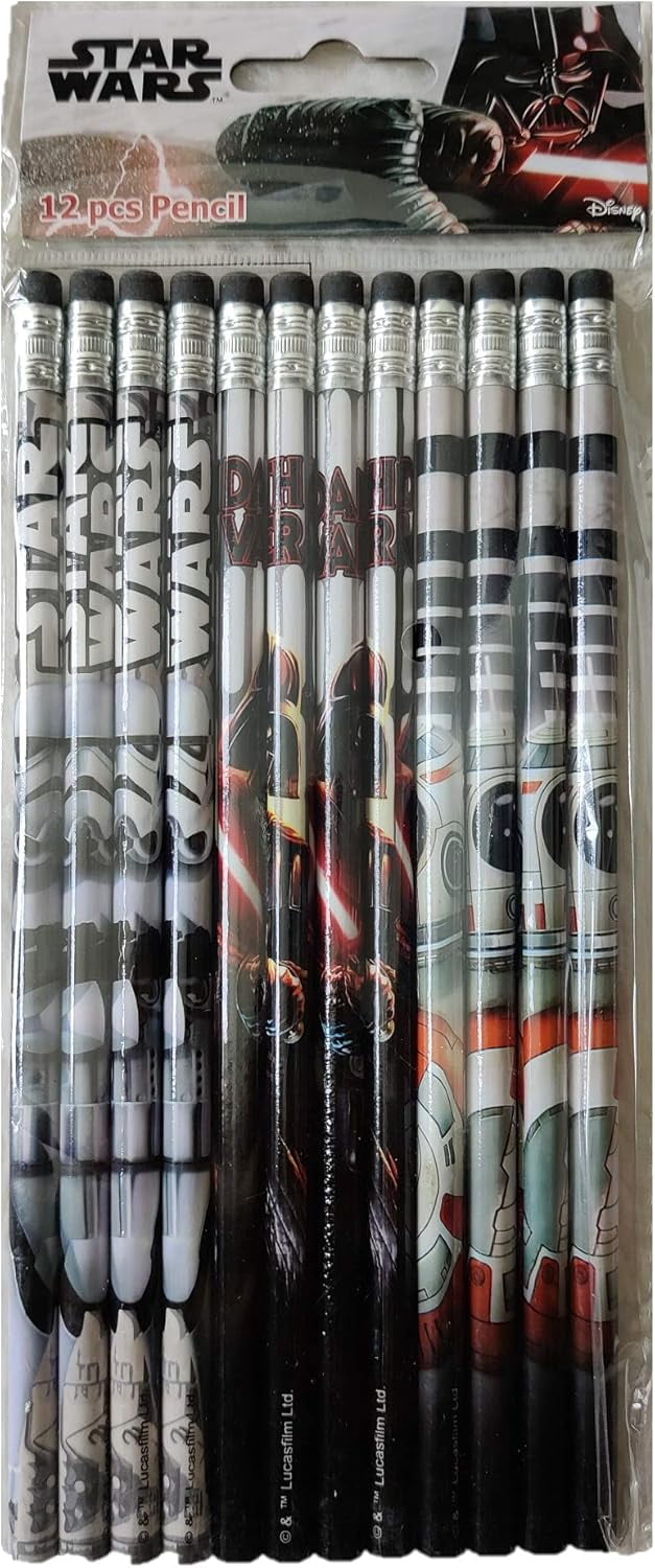 Lucasfilm Star Wars Pencils, #2 HB Lead, Assorted Colors, 12 Count
