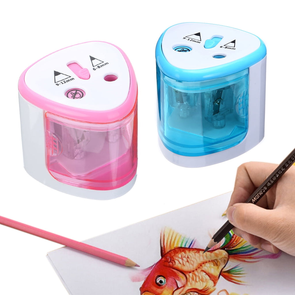 Electric Pencil Sharpener Dual Hole Automatic Pencil Sharpener for Students(Random Color)