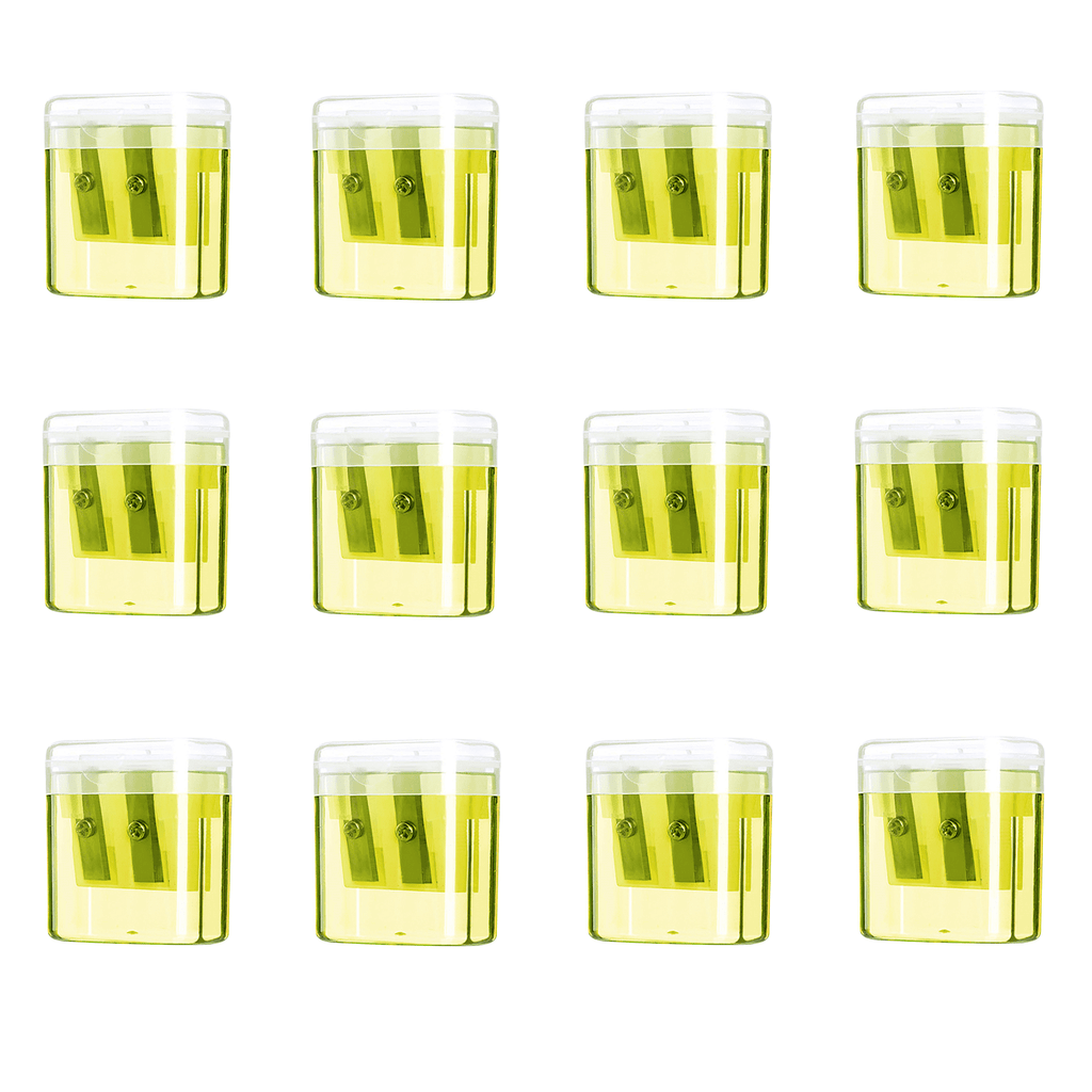 Cinvoph 12 Pcs Pencil Sharpeners Manual, Dual Holes Multicolored Handheld Pencil Sharpenerwith Lid for Adults Students Home Office