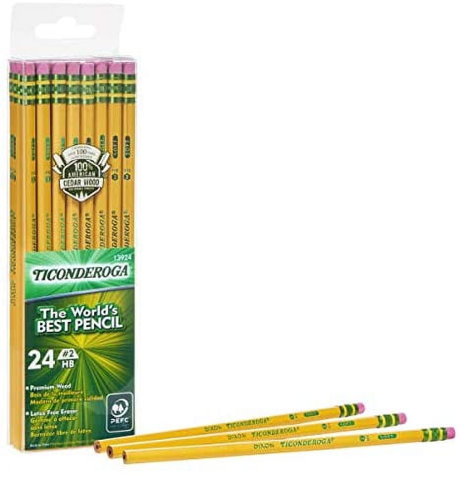Dixon Ticonderoga Wood-Cased #2 HB Pencils, Box of 24, Yellow (13924)