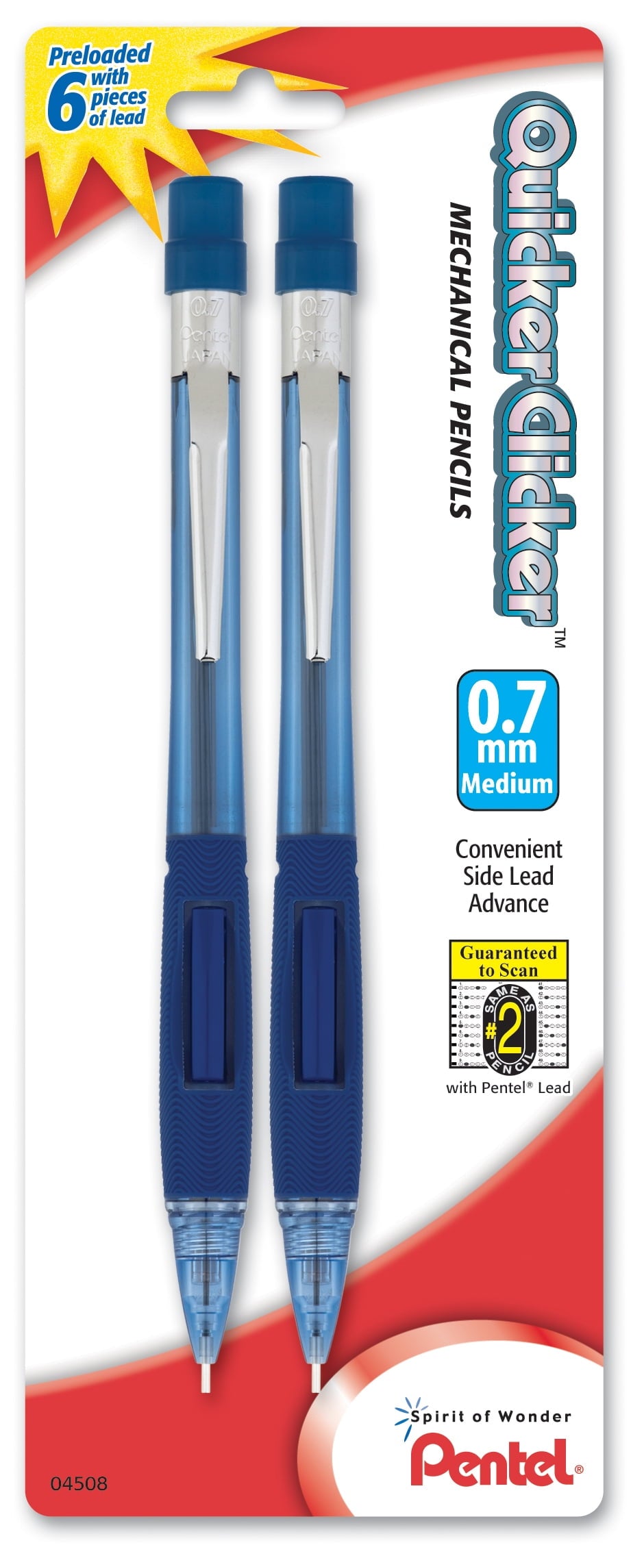 Pentel Quicker-Clicker Mechanical Pencils No. 2 PD347BP2-K6