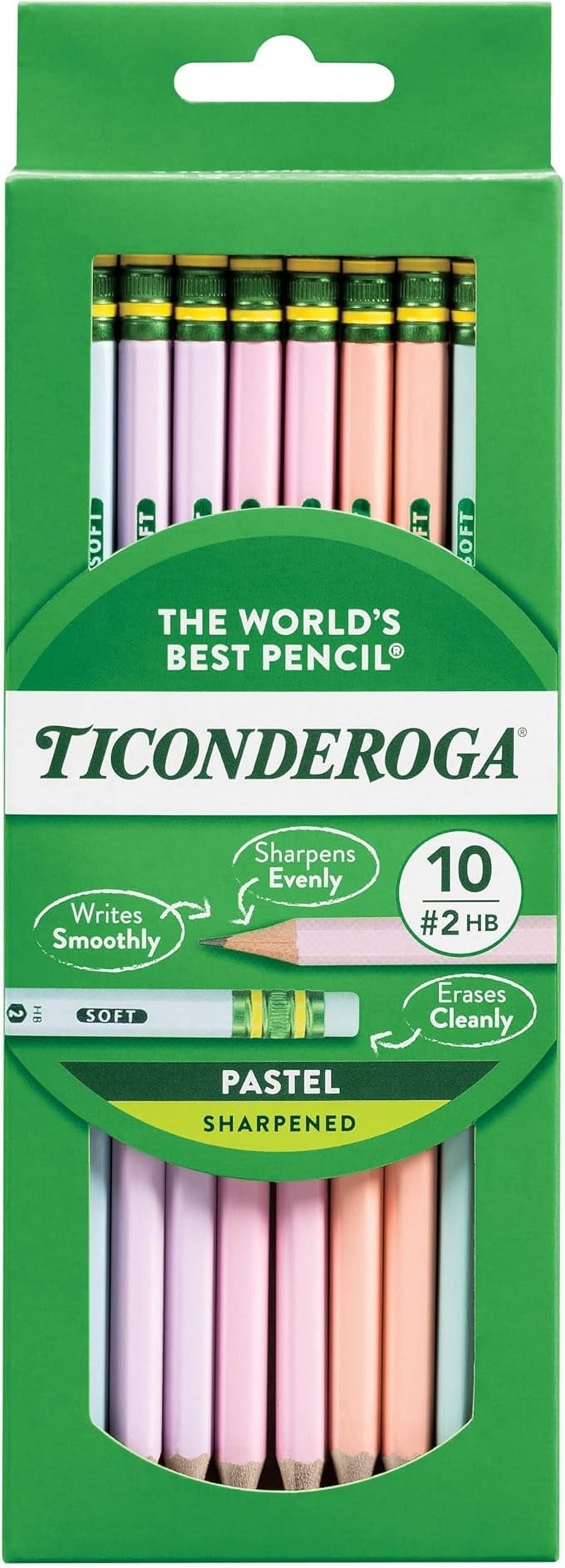 Ticonderoga® Pastel Pencils, 2 Soft, Assorted Colors, Pack Of 10 Pencils