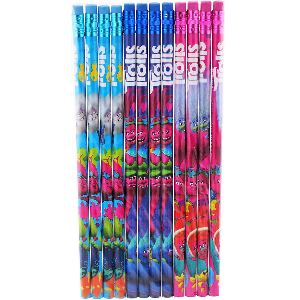 Trolls Dreamworks Character Authentic Licensed 12 Wood Pencils Pack