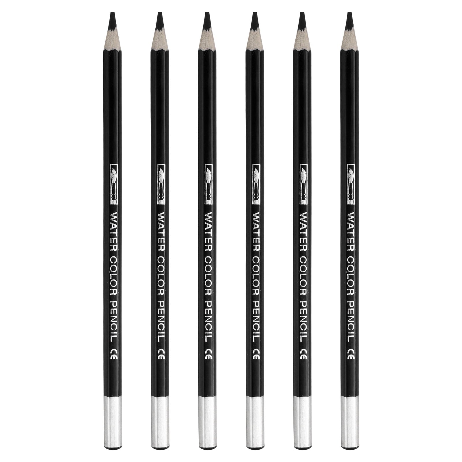 Uxcell Watercolor Pencil for Blending, Coloring, Sketch Drawing, Painting, 6Pcs, Black
