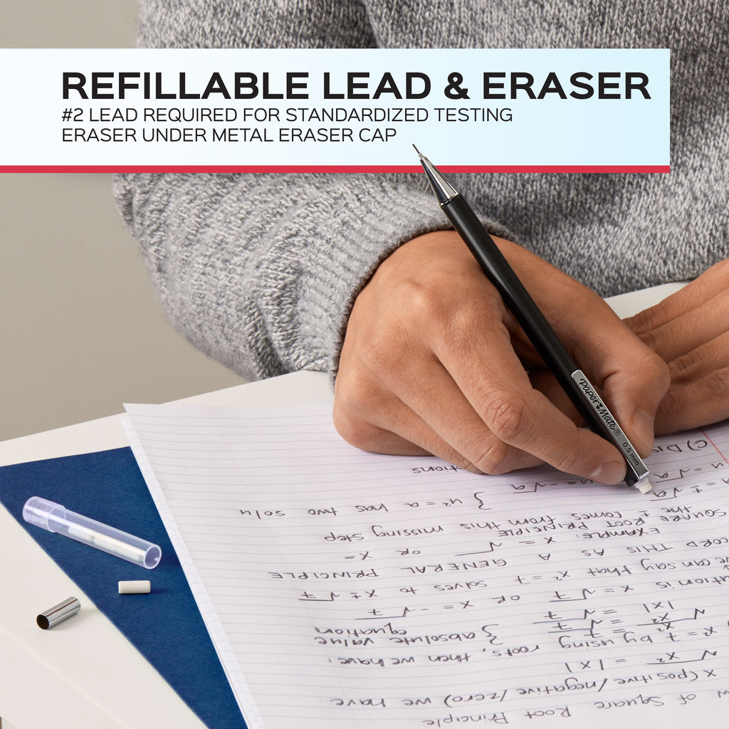 Paper Mate Advanced Mechanical Pencils, Premium Metal Barrels 0.5 mm #2 Pencils, 2 Count