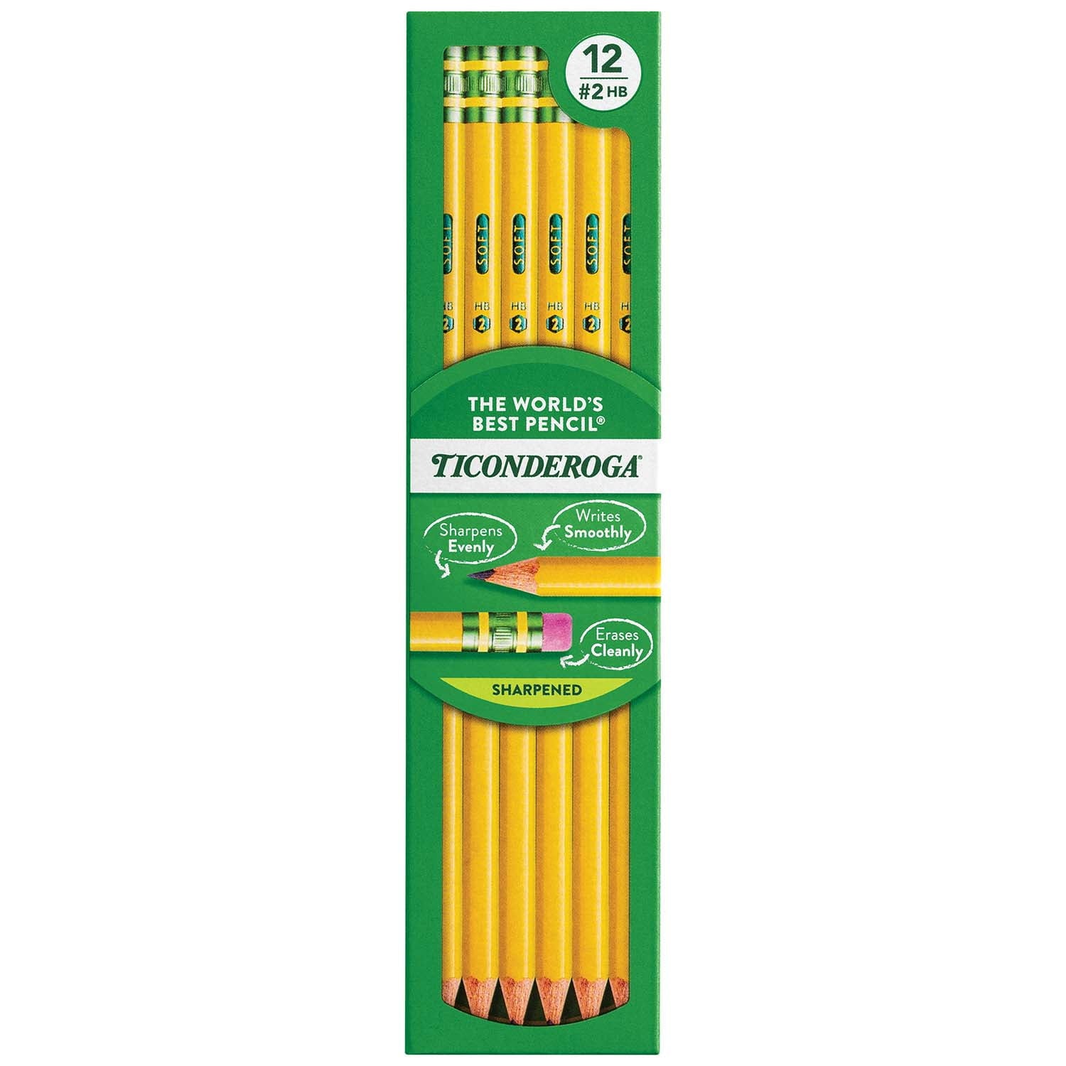 Ticonderoga No. 2 Pencils, Pre-Sharpened, 12 Per Pack, 3 Packs