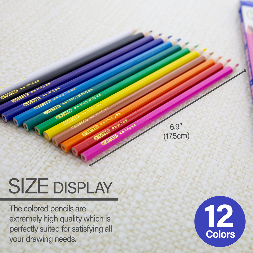 BAZIC 12 Colored Pencils, Set for Art Drawing Sketching, 1-Pack