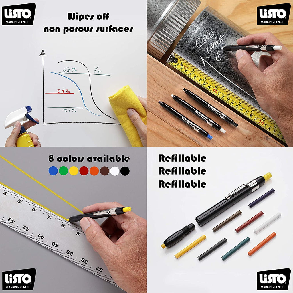 Listo 1620 Marking Pencil, Box of 12, WHITE NEW