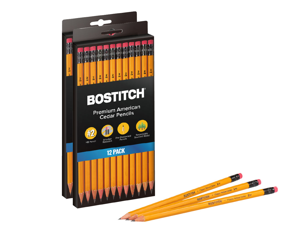 Bostitch Office Premium American Cedar Pencils, 2-Pack (BACP12Y-2PK)