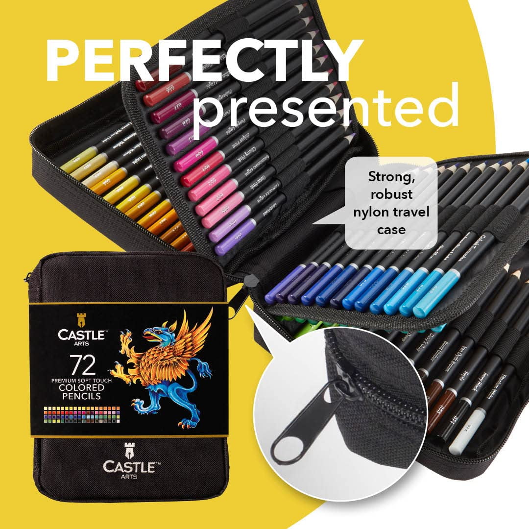 Castle Art Supplies 72 Colored Pencils Zipper-Case Set