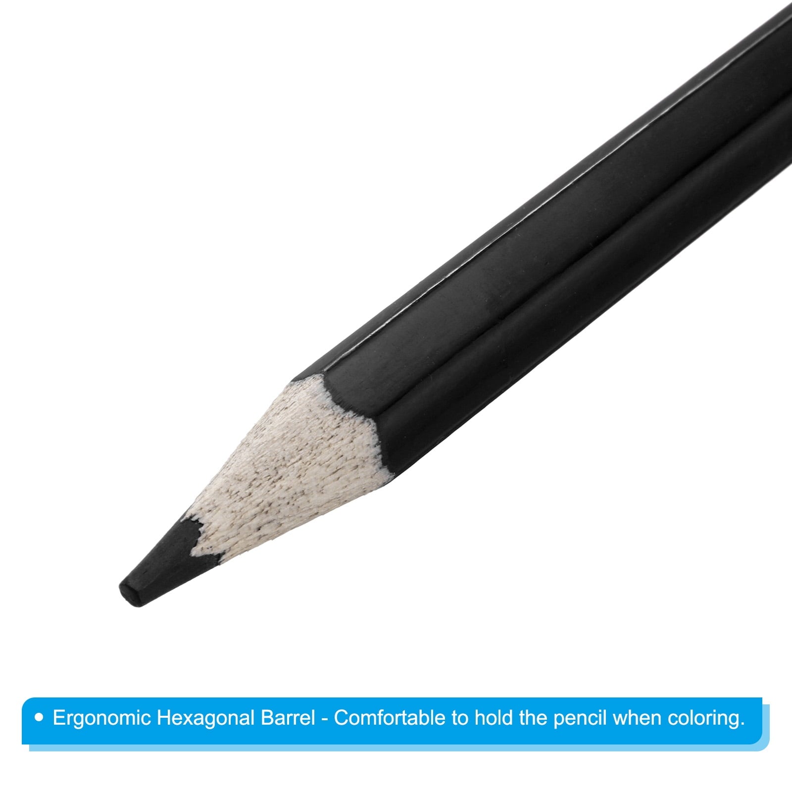 Uxcell Watercolor Pencil for Blending, Coloring, Sketch Drawing, Painting, 6Pcs, Black