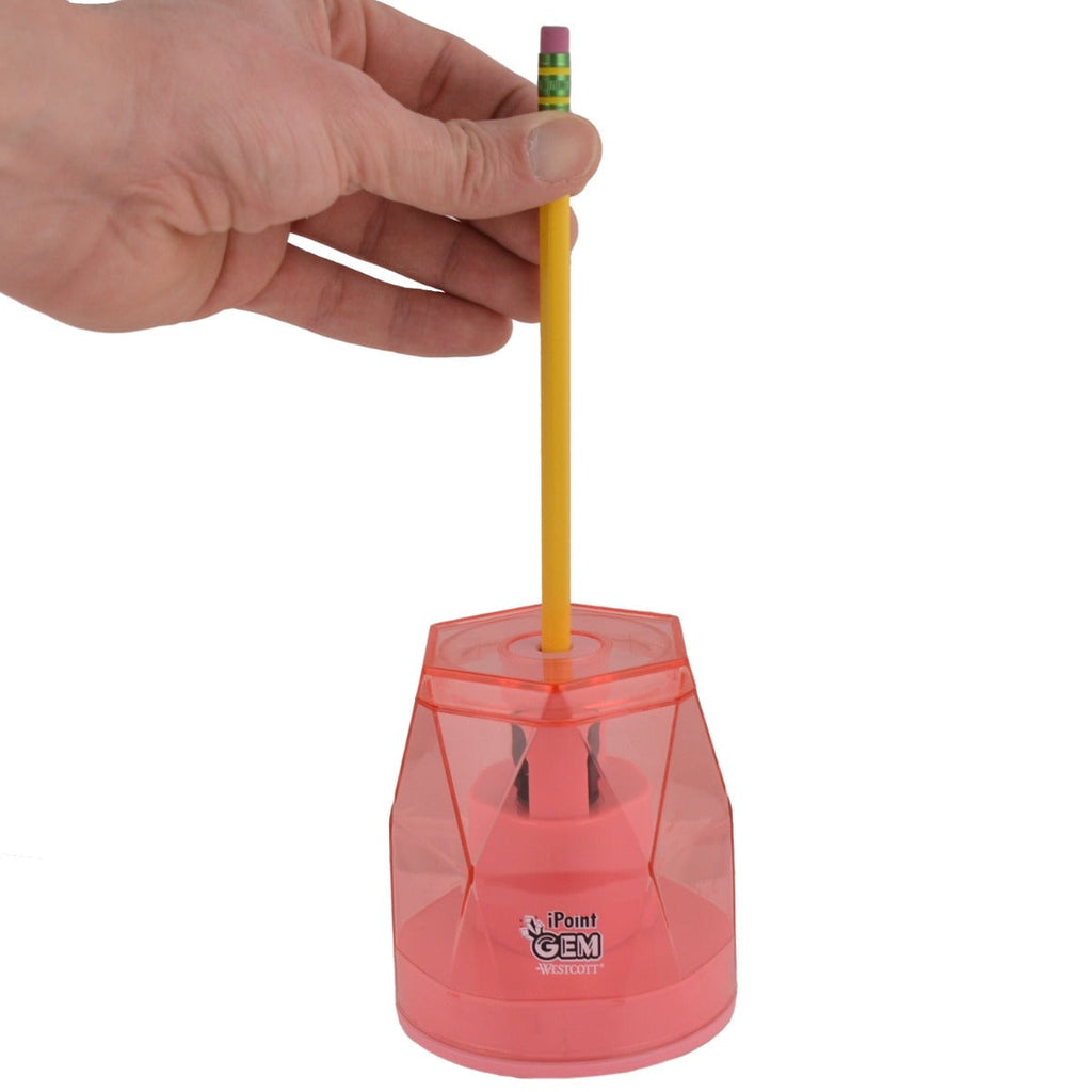 Westcott iPoint GEM Battery Pencil Sharpener, Pink (00578-PARENT)